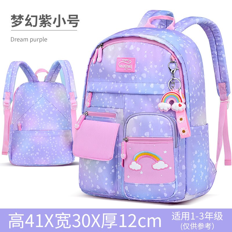 Zaini scuola per bambini arcobaleno moda per ragazze zaini scuola ortopedici primari impermeabili zaino per bambini zaino per libri mochilas: small purple