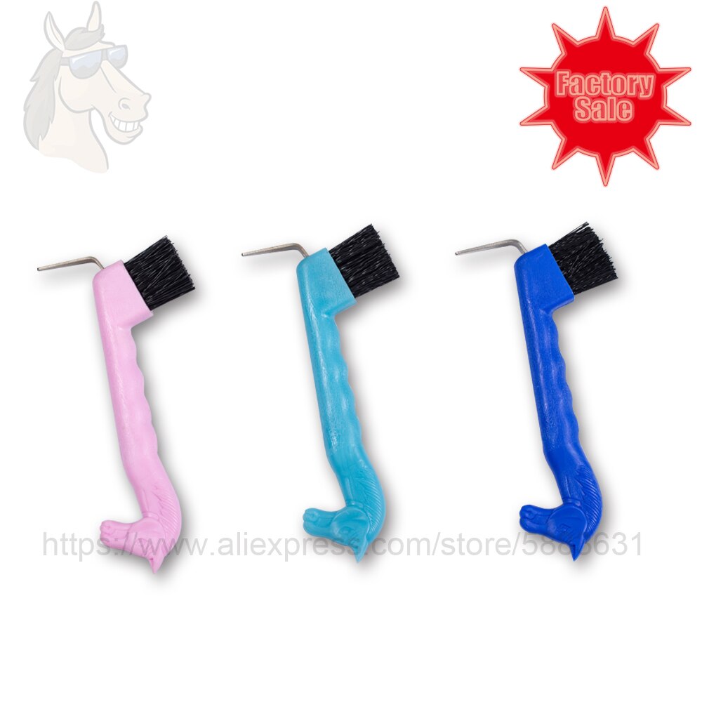 Hoof pick con cepillo para cabeza de caballo, herramienta de limpieza con empuñadura de plástico, 1018x8cm, para cuidado de caballos, venta directa de fábrica, 17, 19,5