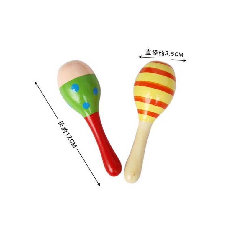 Cartoon Colorful Baby Rattles Mobile Bed Sand Sound Striped Dot Solid Print Chimes Ringing Hand Bell Baby Wooden Rattle Toys