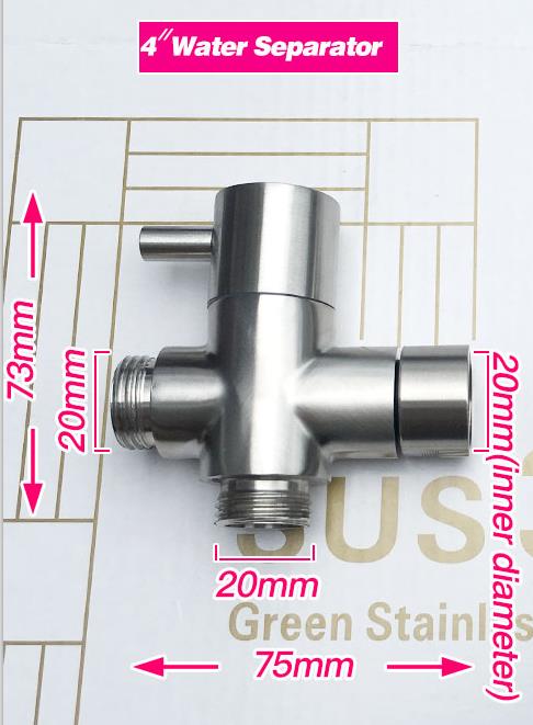 304 Stainless Steel Diverter Valve 3 way Water Separator Shower Tee Adapter: A