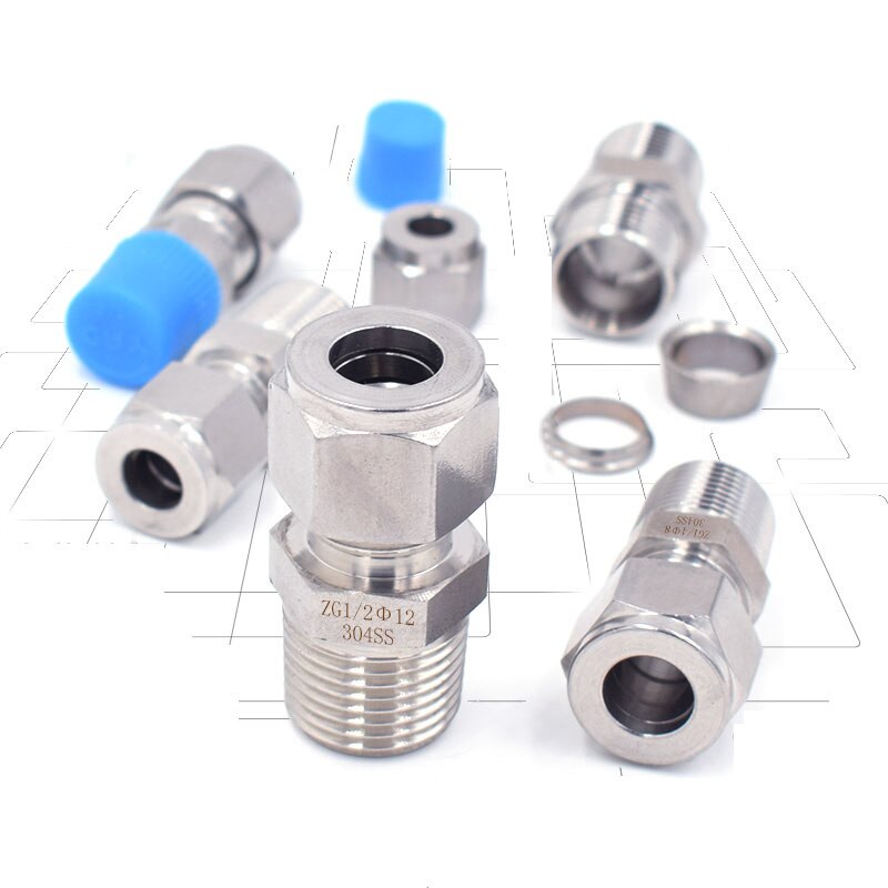 1X Compression Fitting Ferrule Stainless Steel Terminal 1/8 Thread Pipe Joint 6/8/10/12MM ZG/G/NP TMale Straight Adapter Connect
