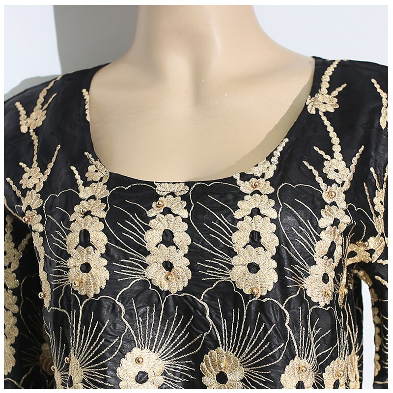 H &Ampere; D Bazin Riche Dashiki Kleid Südafrika Damen ankara Kleider Gold Schwarz Stickerei Roben Africaines Nigerian Hochzeit