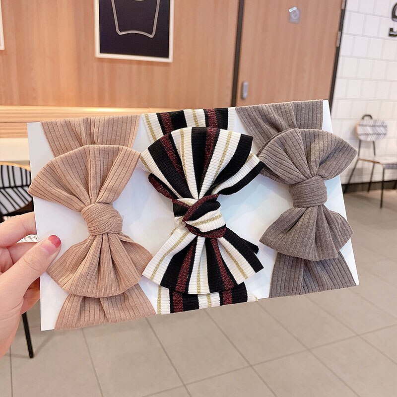 3 Pcs/Set Striped Newborn Baby Headbands Solid Color Soft Elastic Baby Hairbands Headwear Baby Hair Accessories: 04