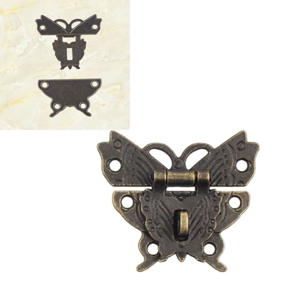 2PCS Antique Alloy Wood Box Padlock Clasp Drawer Suitcases Hasp Buckle Clasp Furniture Hardware