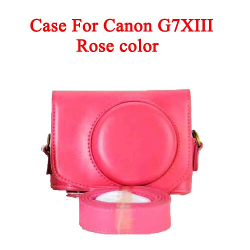 Pu Leather Camera Case Bag For Canon Powershot G7X mark 2 G7X II G7X2 G7XIII G7X III G7X Mark 3 luxury Camera Cover With Strap: G7X III -Rose