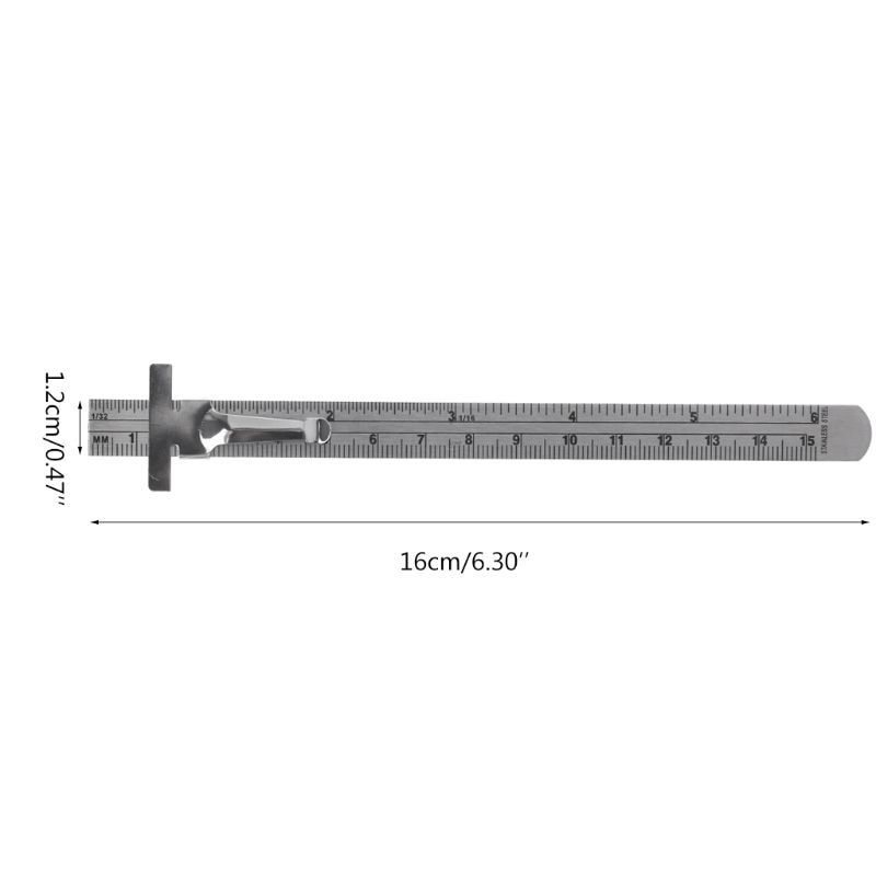 6" Stainless Steel Pocket Rule Handy Ruler with inch 1/32" mm/metric Graduations Measurement Analysis Instruments