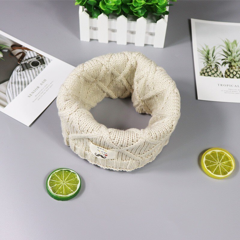 Bufanda tejida a cuadros para niños, de , de de lujo, para invierno, gruesa y cálida, con anilla, para niñas, bufandas tejidas para bebés y niños: White