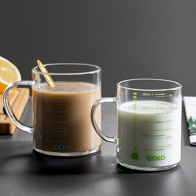 Tazza di vetro trasparente con tazza da colazione graduata microonde uso tazza di caffè al latte tazze di succo d'acqua per uso domestico bicchieri da cucina