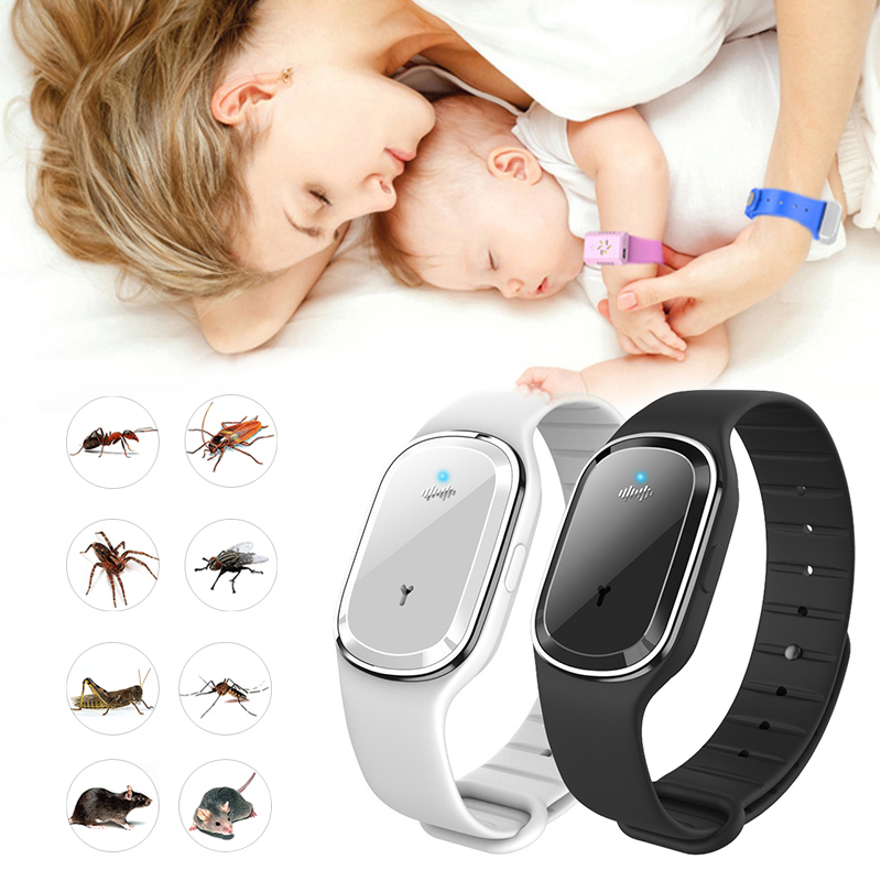 Ultra-sônico repelente de mosquito natural pulseira à prova dwaterproof água pragas insetos ao ar livre crianças anti mosquito inseto pulseira de pulso