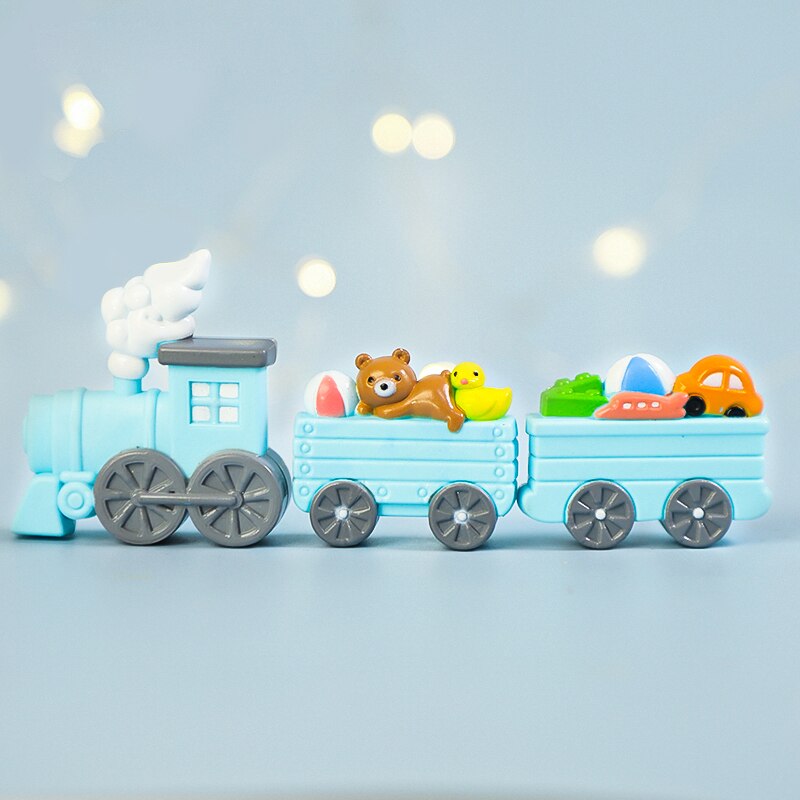 Décoration de gâteau en forme de petit Train bleu mignon, costume, poupée, décorations pour bébé, fête d&#39;anniversaire, fournitures de Dessert, décoration de gâteau,: 1 Blue train