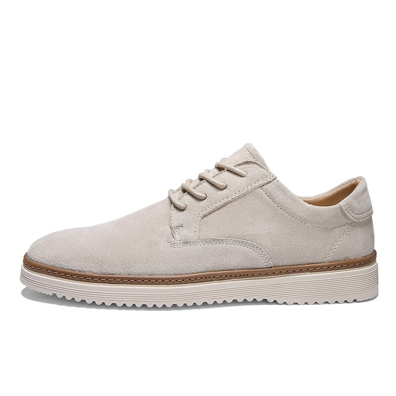 Mannen Sneakers Mode Oxford Casual Schoenen Mannen Comfortabele Lace Up Varkensleer Lederen Mannen Schoenen Chaussure Homme: Beige / 40