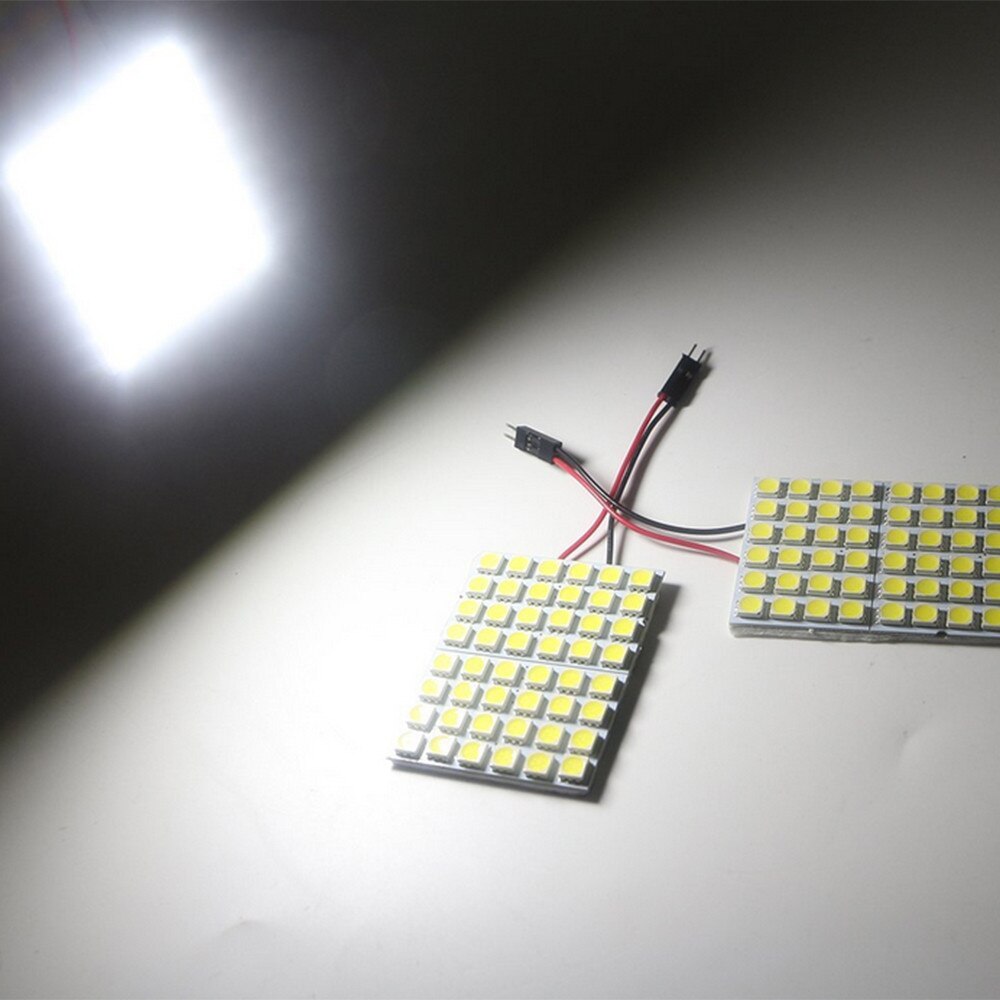 KEYECU 4PCS 12V White 5050 48-SMD LED Panel Dome Light Lamp With T10 BA9S Festoon Adapter