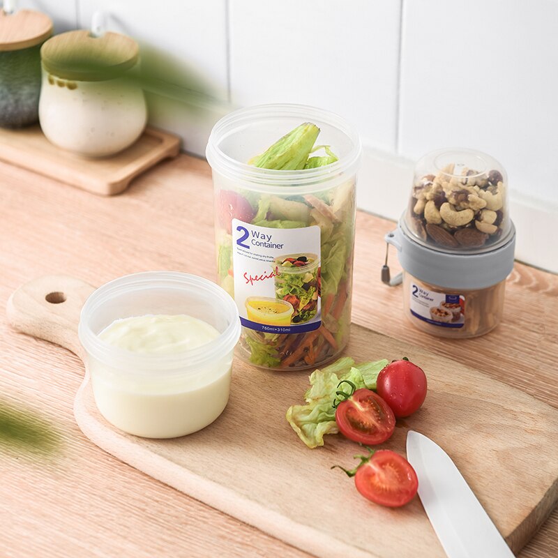 Botella de almacenamiento sellada de doble capa, contenedor de alimentos frescos de grado alimenticio, taza a prueba de fugas para desayuno, fruta, leche, Yogurt
