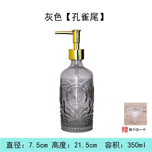 Newyearnew 350ml glazen flessen handwasmiddel emulsie zeepdispenser retro badkamerdecoratie accessoires: En