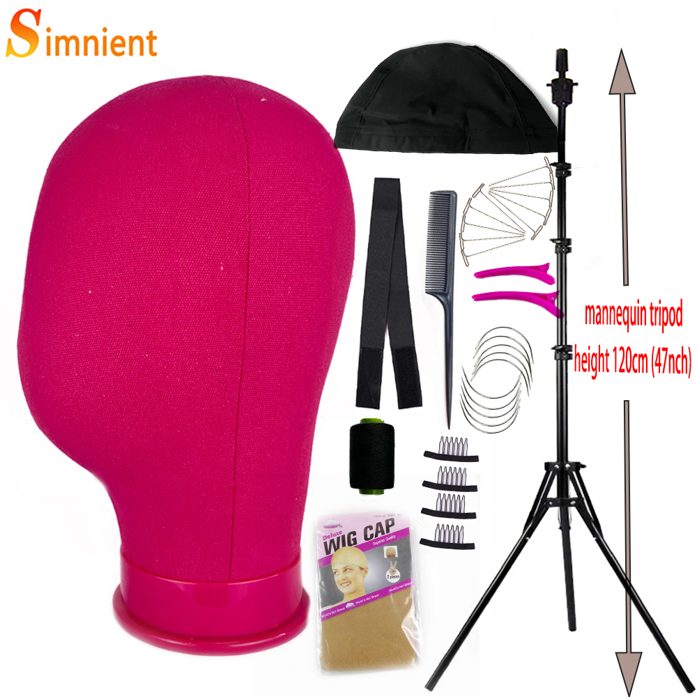 Mannequin Head Wig Stand Canvas Block Head With Adjustable Mannequin Head Tripod For Wigs Making Display Wth Wig Caps T Pins: Dark Kkhaki