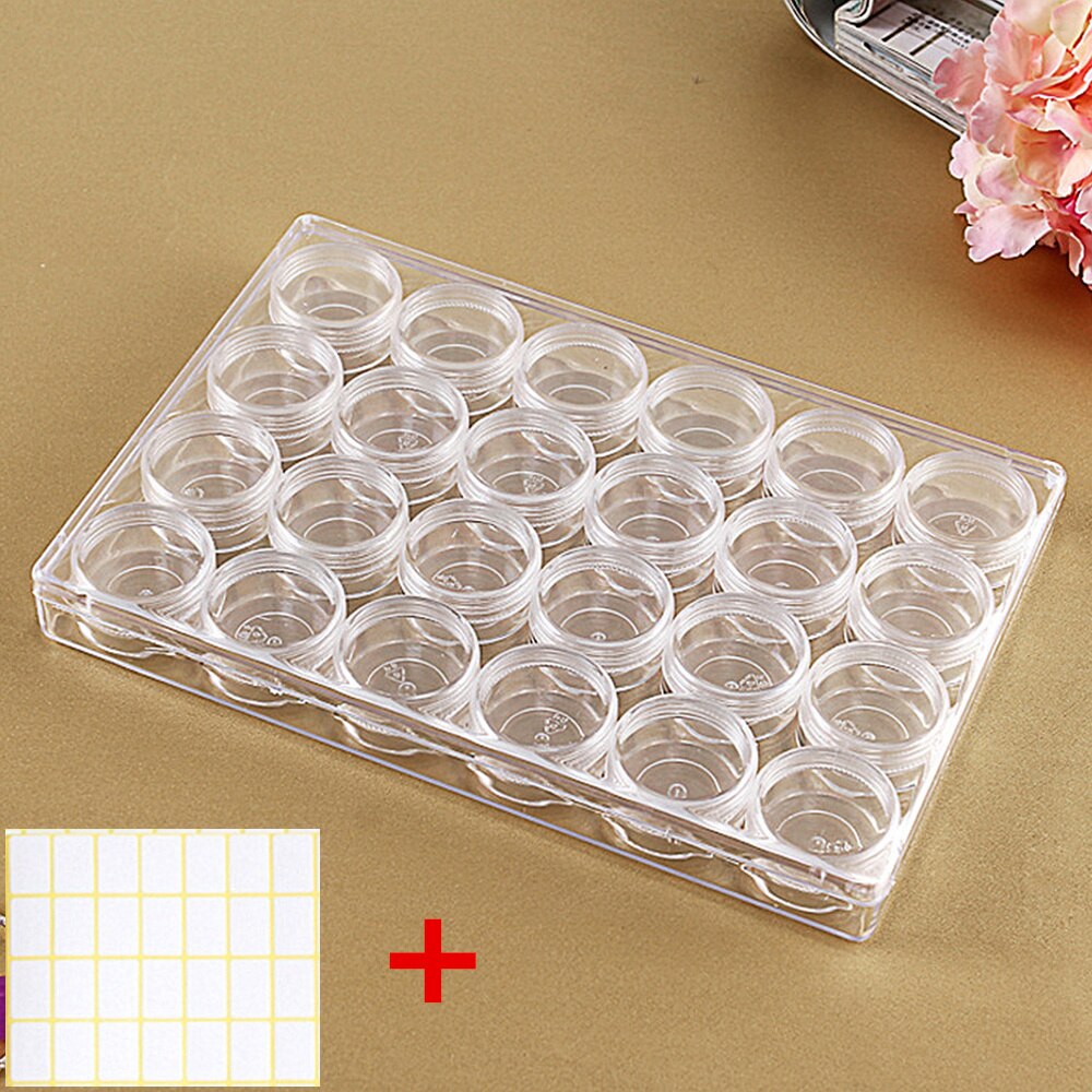 Boîte de rangement pour broderie diamant 3D, boîte de rangement pour peinture diamant, perles carrées ou rondes, perles et strass, outil, boîte à bijoux et médicaments: 24 Slots