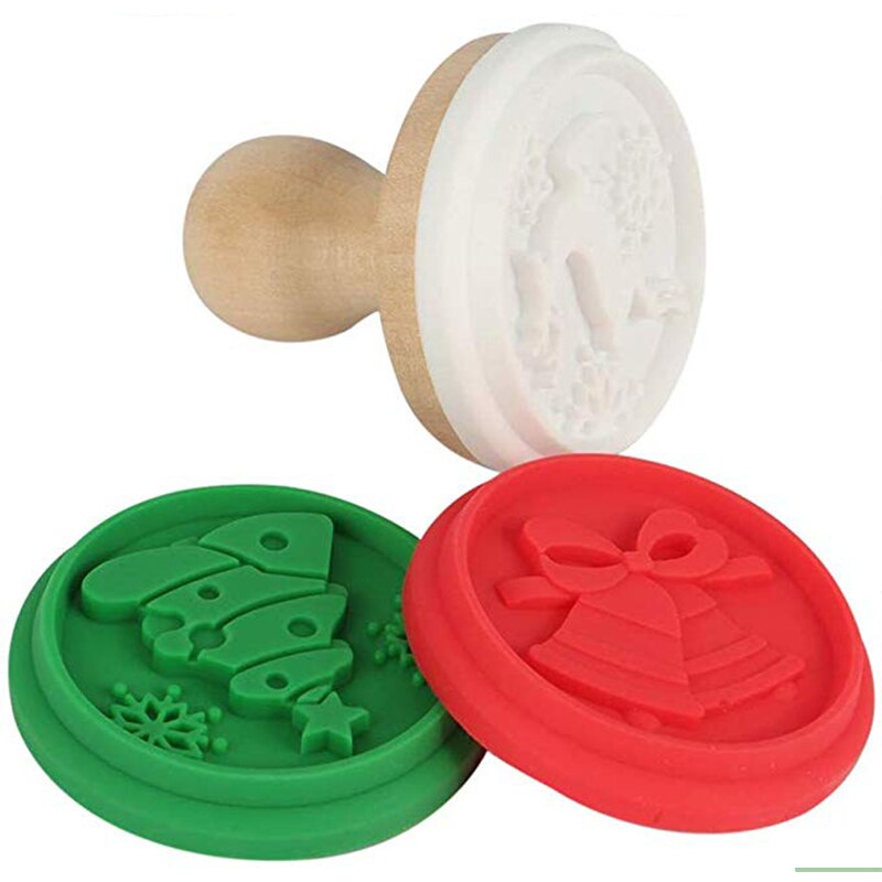 Houten Handvat Siliconen Cookie Postzegels Handpers Diy Biscuit Cutter Stempel Cookie Impressions Cake Mallen Voor Bakken Decoratie Gereedschap: 3