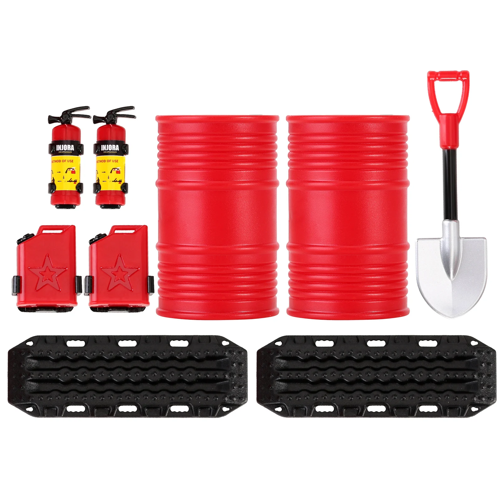 INJORA-extintor de incendios con decoración moldeada, pala para tanque de combustible, tambor de aceite para coche trepador de control remoto TRX4M SCX24 FCX24 Enduro24 1/18 1/24: Amarillo claro