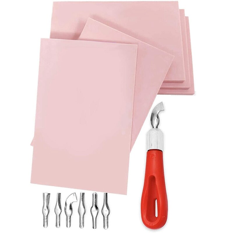 Juego de bloques de goma para tallar sello, herramientas de corte, sellos de goma para impresión, impresión, 5 uds.: Default Title