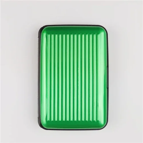 Tarjetero de aluminio para hombre, estuche rígido con bloqueo, billetera, tarjeta de crédito sólida, escaneo Anti-RFID, protección, tarjetero, 1 ud.: Verde