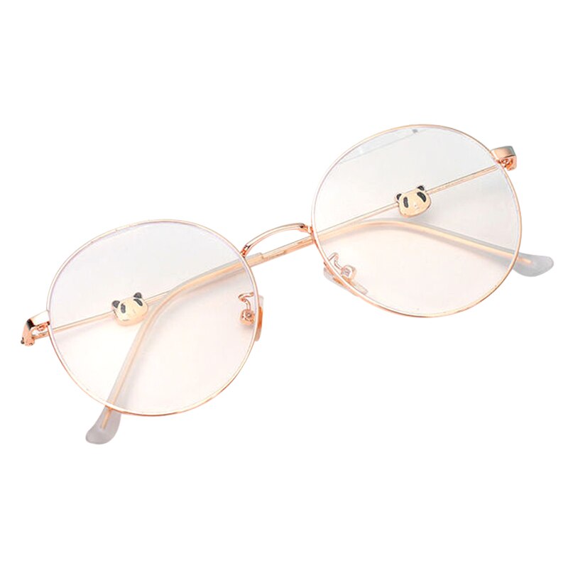 Cute 3D Panda Glasses Anti-Blue Light Anti-Radiation Glasses Round Shaped for Women HSJ88: Gold