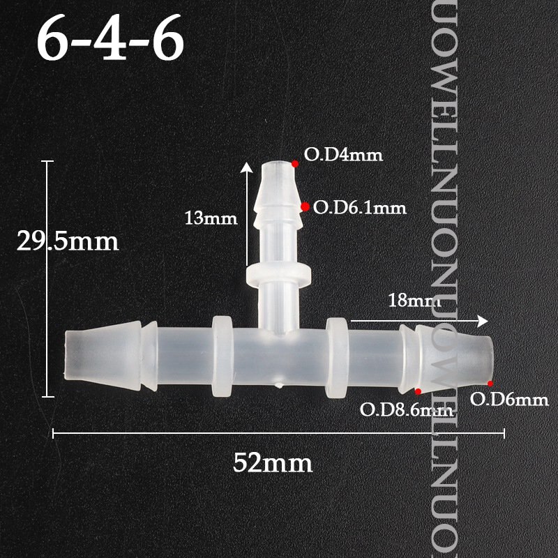 Conector de mangueira de água pp, conector redutor de plástico, conectores t para aquário, tanque de peixes, tubulação de água, junta de cano de escape de pagode, 10 peças: Preto