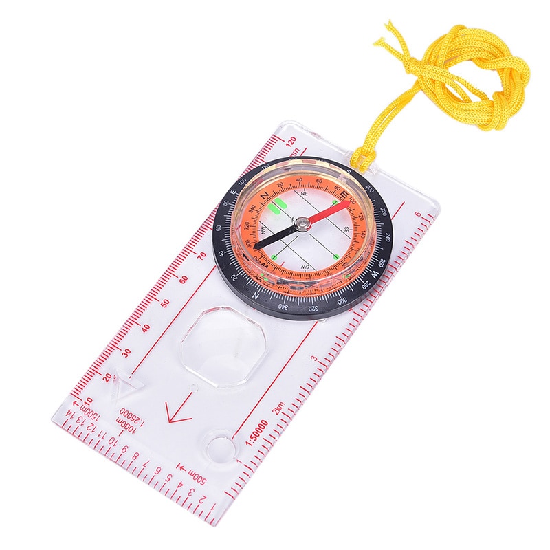 Règle de Camping de randonnée Portable en plein air, loupe de carte, boussole remplie de liquide