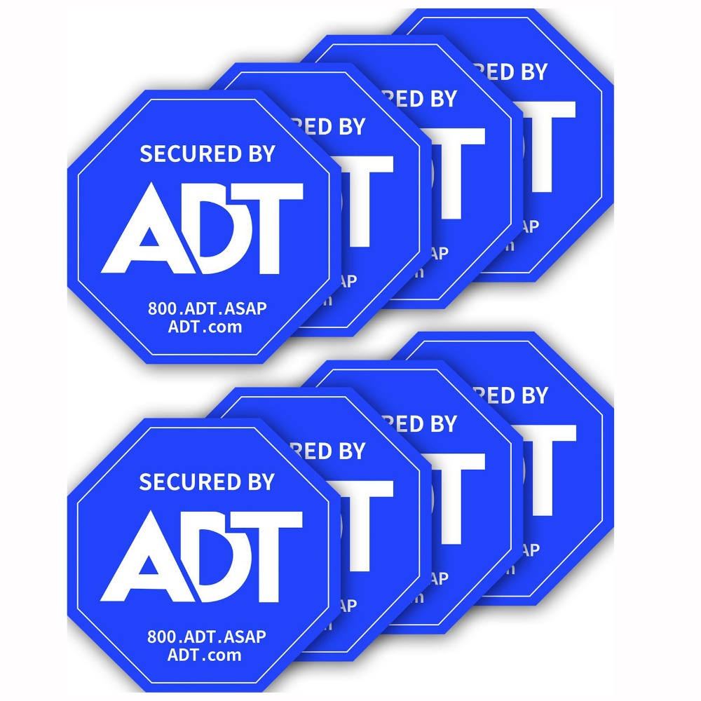 8pcs/set Warning Sign Sticker ADT Safety Sign High-definition Printing Waterproof Material Window Sticker 3 "x3"
