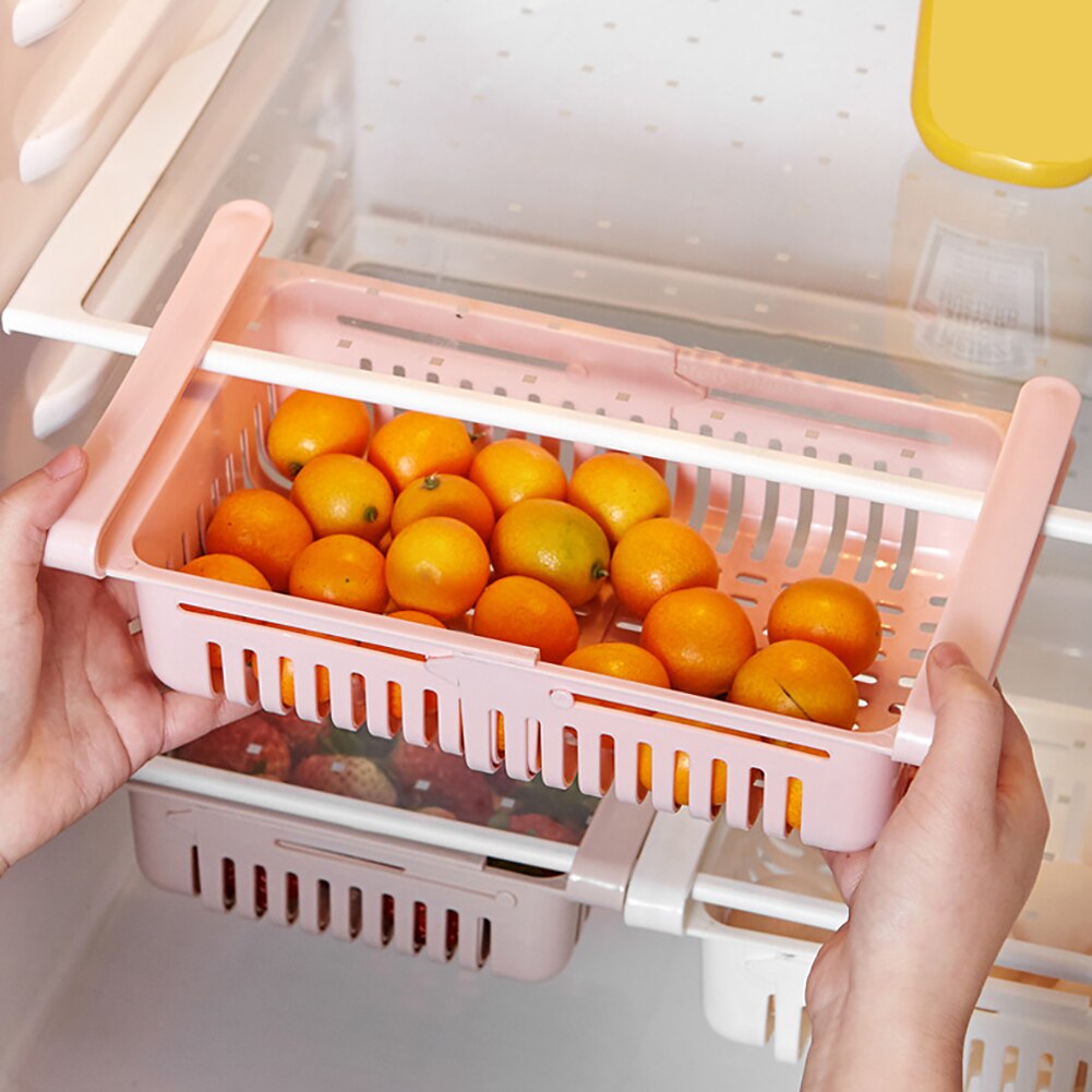Household Pull-out Refrigerator Storage Box Holder Food Organizer Drawer Shelf