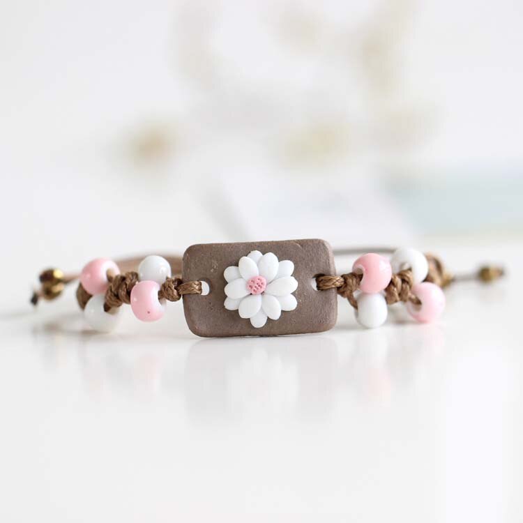 Hand-drawn cartoon weaving small and pure and fresh and the contracted wind of handmade ceramic bracelet #1617
