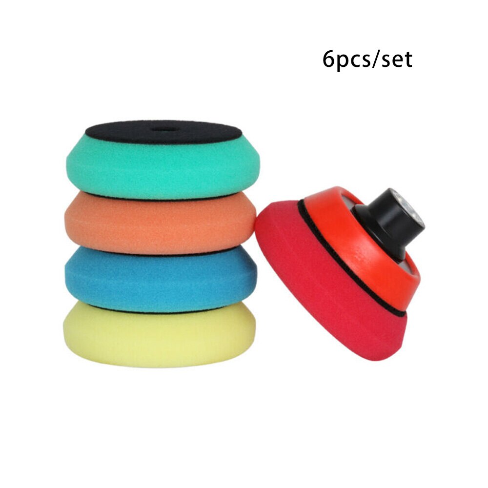 6 Pcs 3-Inch Polishing Buffing Pad Set For Car Paint Sponge Kit Waxing Furniture Green/Yellow/Orange/Blue/Red