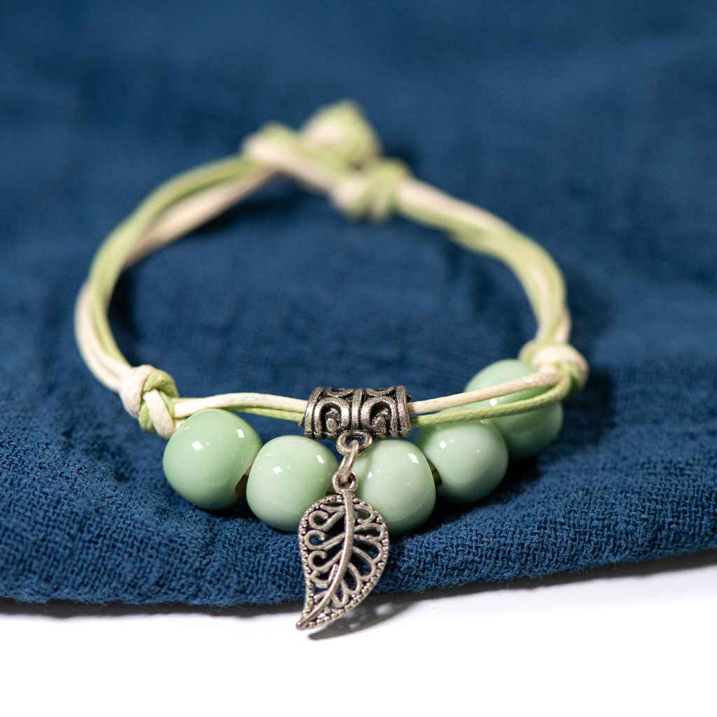 Pulsera de Cerámica con Cuentas - Cuentas Redondas - Estilo Vintage - Joyería para Mujer: MarrÃÂ³n rojizo