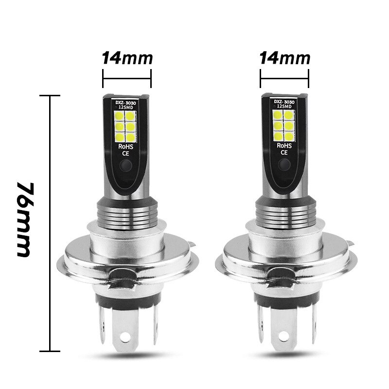 2 stuks waterdichte  h4 24w auto koplampen koplampen 12 led mistlampen conversiekit super heldere led lamp 6500k