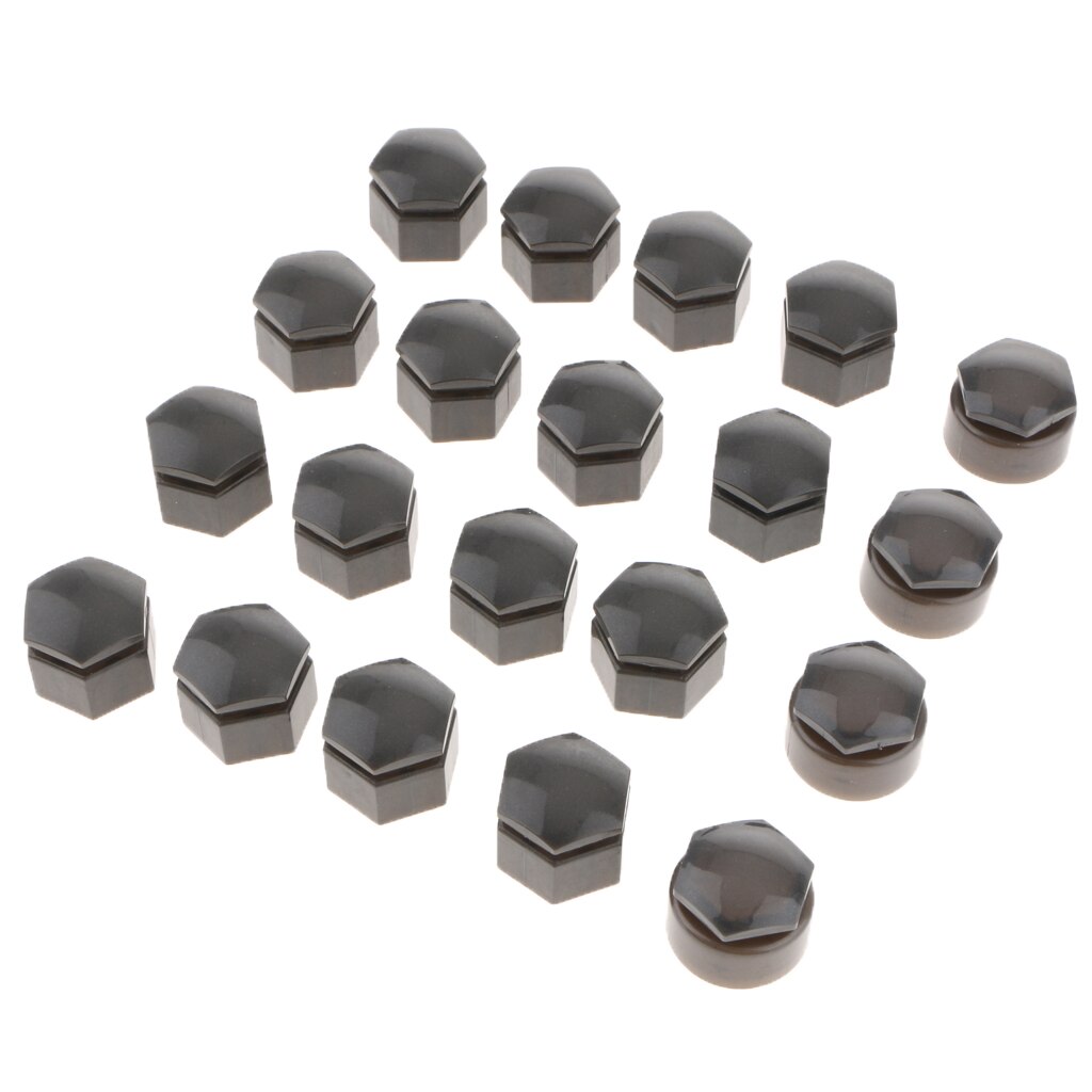 20Pcs 19mm Car Wheel Exterior Nut Caps Rims Auto Hub Screw Cover Gray