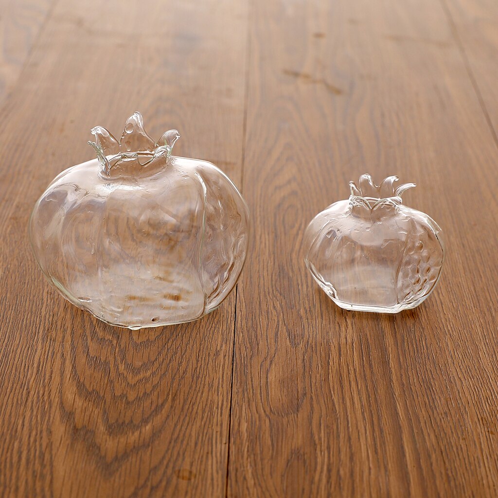 Liten granatäpple form klar glas vas blomma växter terrarium vas behållare