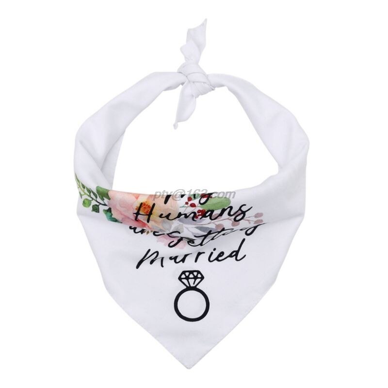 Double Layers Dog Bandana My Humans are Getting Married Letters Floral Wedding Triangle Bibs Scarf Valentine Neckerchief