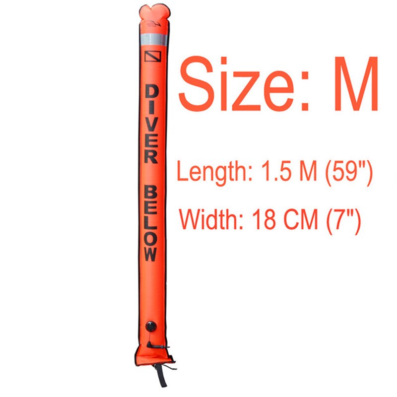 Diving SMB Signal 1.2M/1.5M/1.8M Diving Surface Marker Buoy Diver Below Scuba Diving Inflatable Signal Tube Safety Sausage: color 02