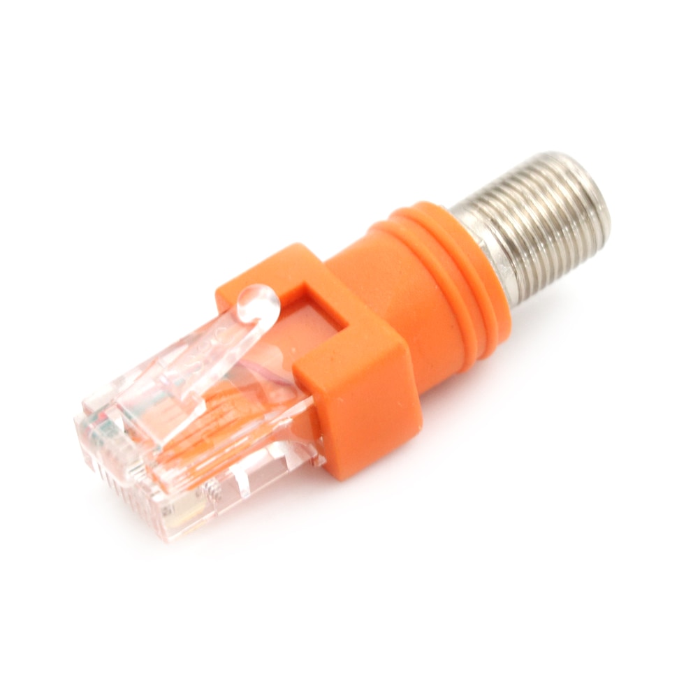 Conector tipo F de RF hembra a RJ45 macho, acoplador Coaxial de barril, adaptador Coaxial, conector RJ45 a RF, 1 ud.