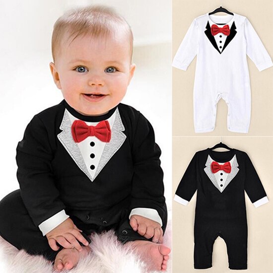 Peuter Jongens Gentleman Pak Lange Mouwen Baby Jumpsuit Pasgeboren Kleding Kinderen Casual Sets Baby Kids Kleding Voor 1 2 Jaar