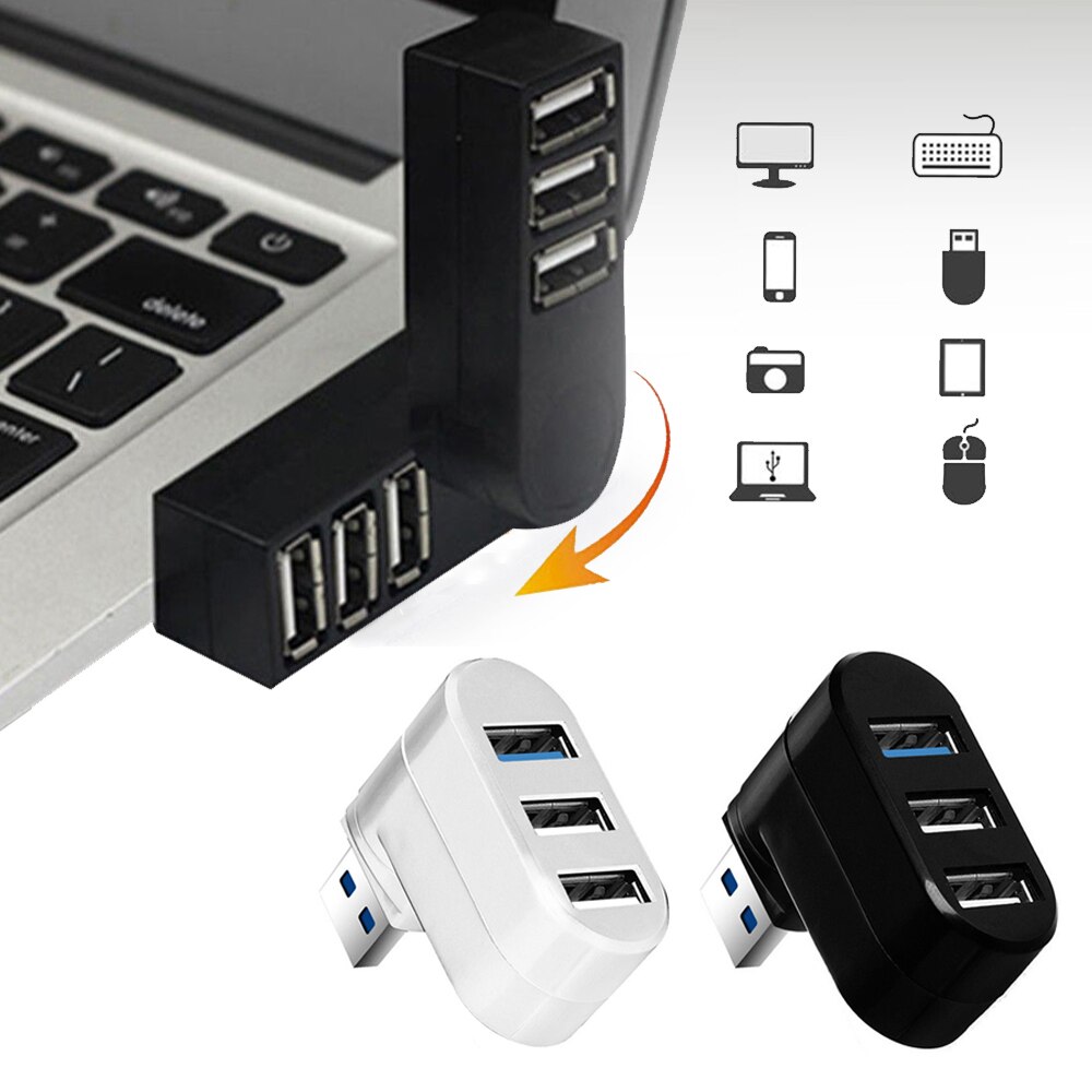 3 Poorten Mini Usb 3.0 Hub Draaibaar High Speed Data Transfer Splitter Adapter Universele Voor Laptop Macbook Computer Pc