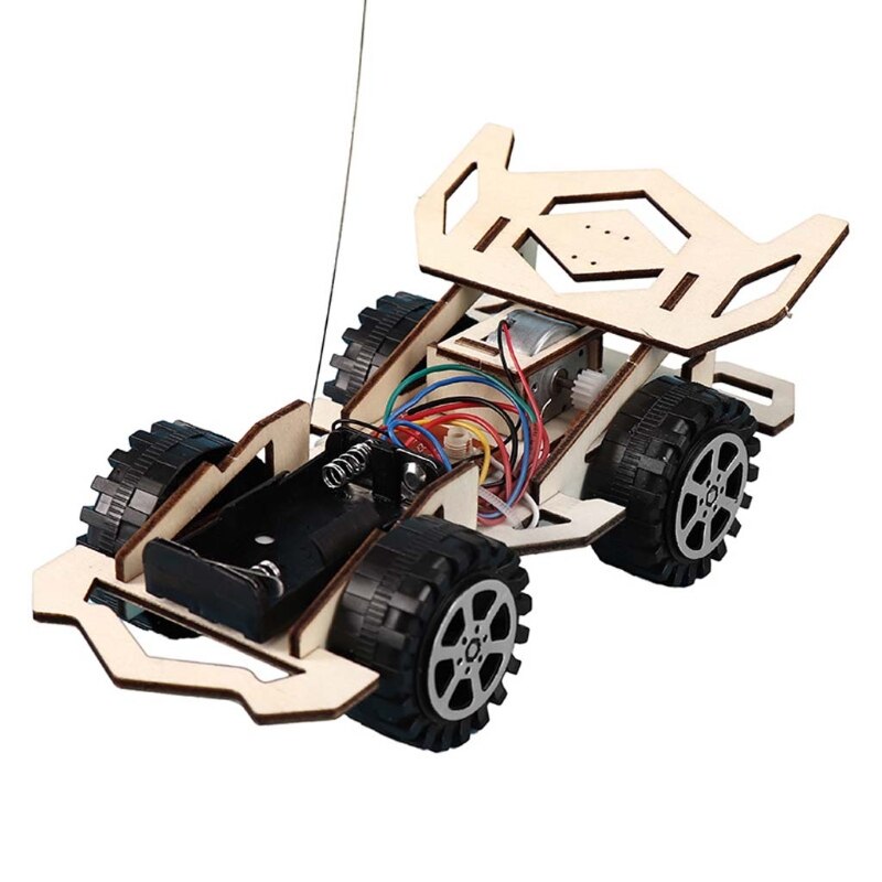 Modelo de coche eléctrico de madera, bloques DIY hechos a mano, juguete de ciencia para montar, Kit DXAD
