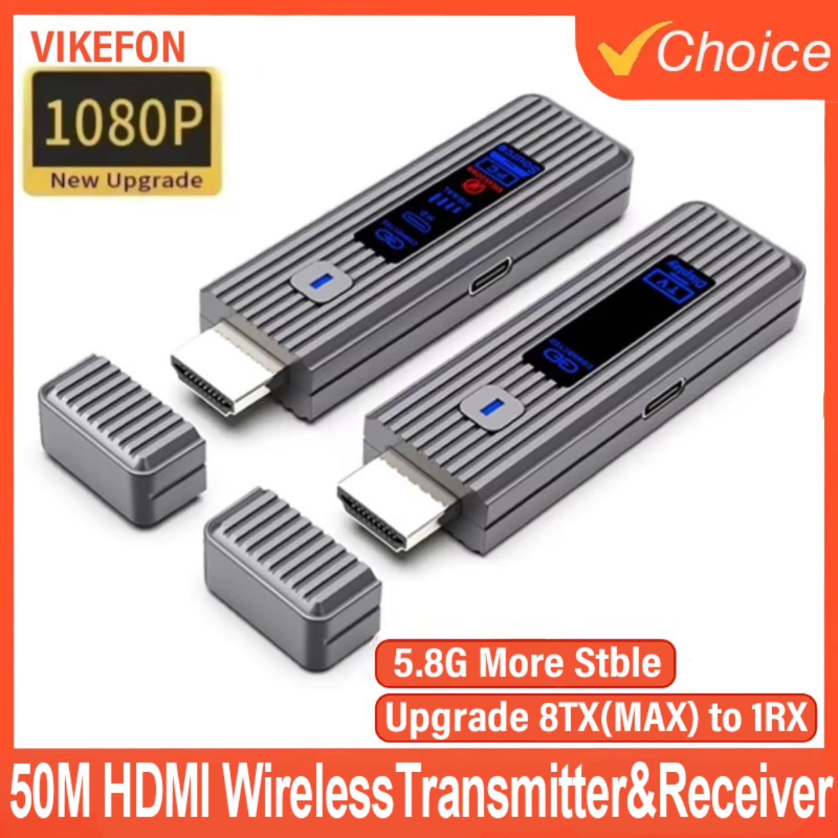 Uppgradera 50m trådlös hdmi-videosändare/mottagare kit hdmi-förlängare adapter tv-stick dongle för skärm, projektor, bärbar dator