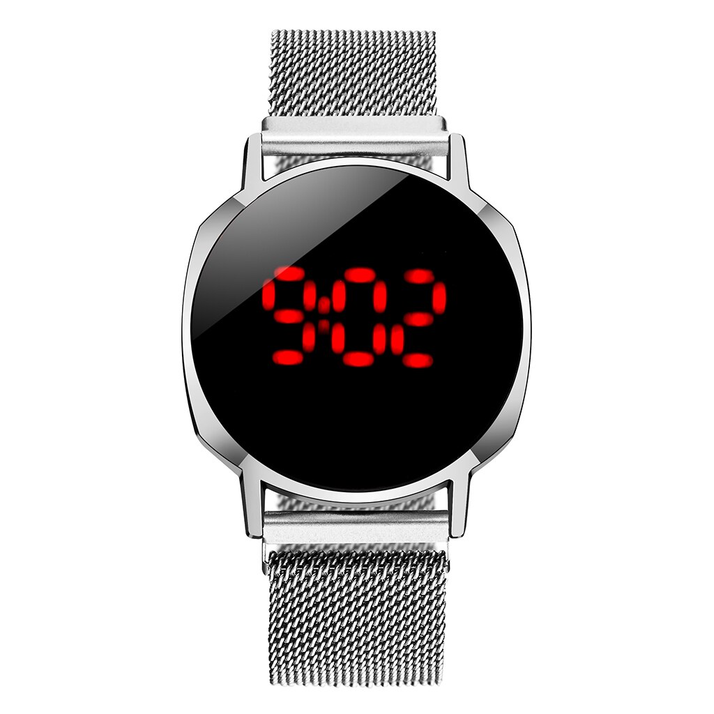 Luxe Digitale Armband Horloges Voor Vrouwen Rose Goud Magnetische Jurk Quartz Klok Dames Jurk Business Polshorloge: Zilver