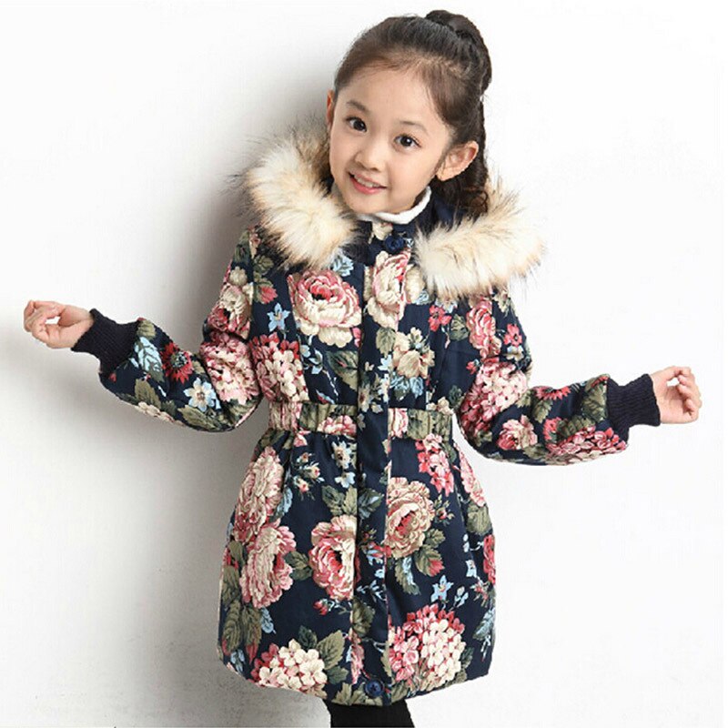 Winter Stijl Jas Voor Meisjes Katoen Meisjes Winter Jas Bloem Patroon Meisjes Winter Uitloper