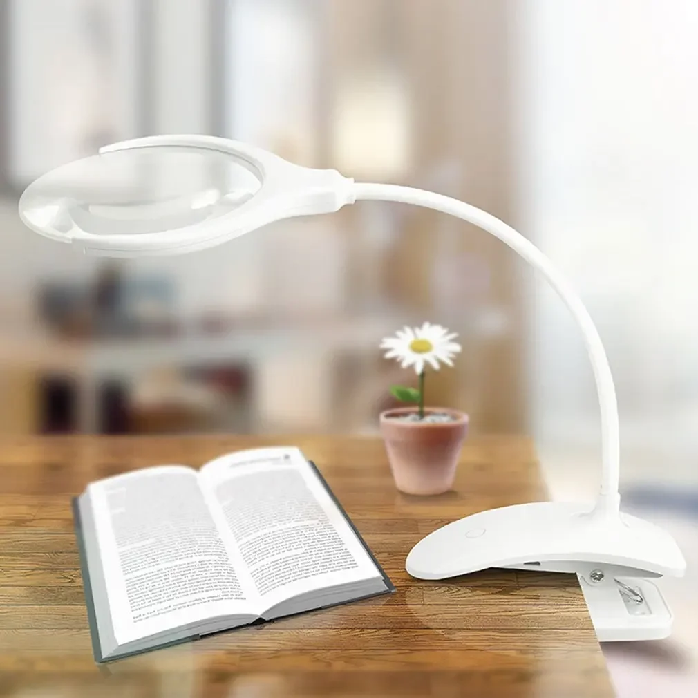 Optical LED Magnifier Desktop LED Lamp High Definition Magnifier Firm Clip LED Light Magnifying Glass Lens