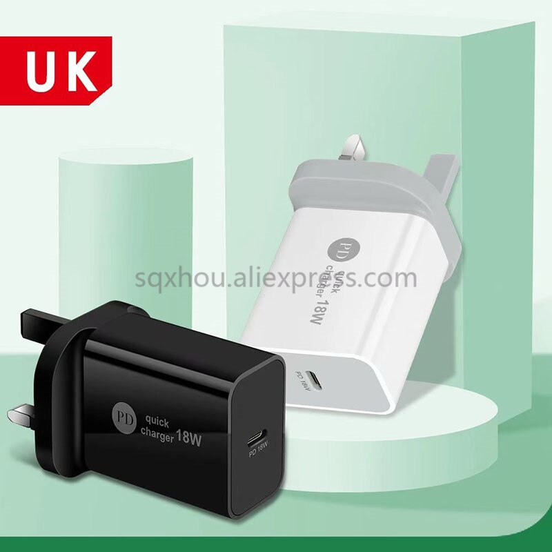 20 stück uk/us /eu 18w pd  qc 3.0 schnellladegerät für apple iphone 13, 12, 11 pro, ipad mini, samsung  s20 ultra und note schnellladeadapter: Uk-stecker