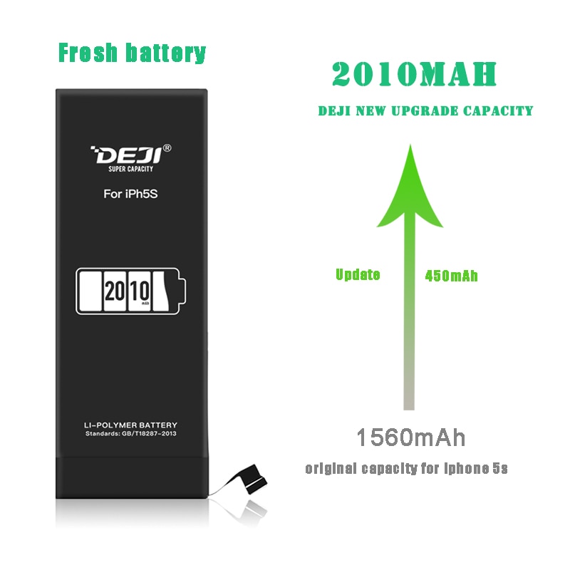 DEJI Replacement Battery for iPhone 5/5s/SE - 2010mAh High Capacity Li-Polymer Internal Battery