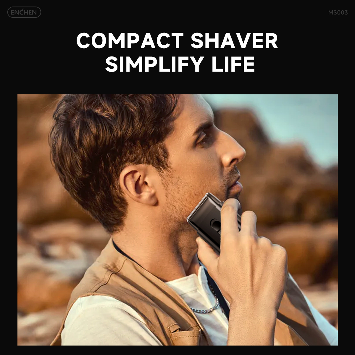 ENCHEN Electric Shaver MS003 Razor Mini Shaving Machine Portable Beard Trimmer Reciprocating Razor Pop up Trimmer Shaver for Men