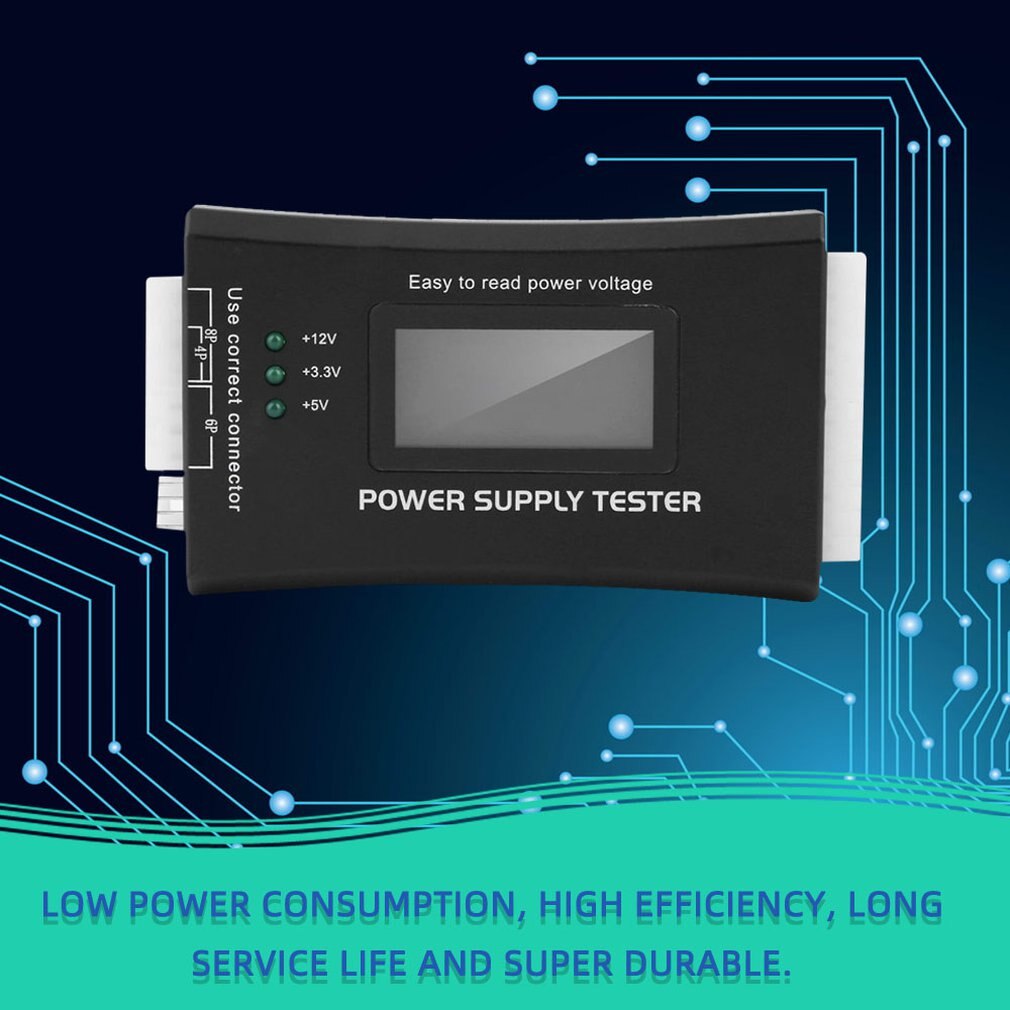 Verificador da fonte de alimentação do sd para pc-fonte de alimentação/atx/btx/itx complacente display lcd sata hdd tester 20/24 pinos profissional