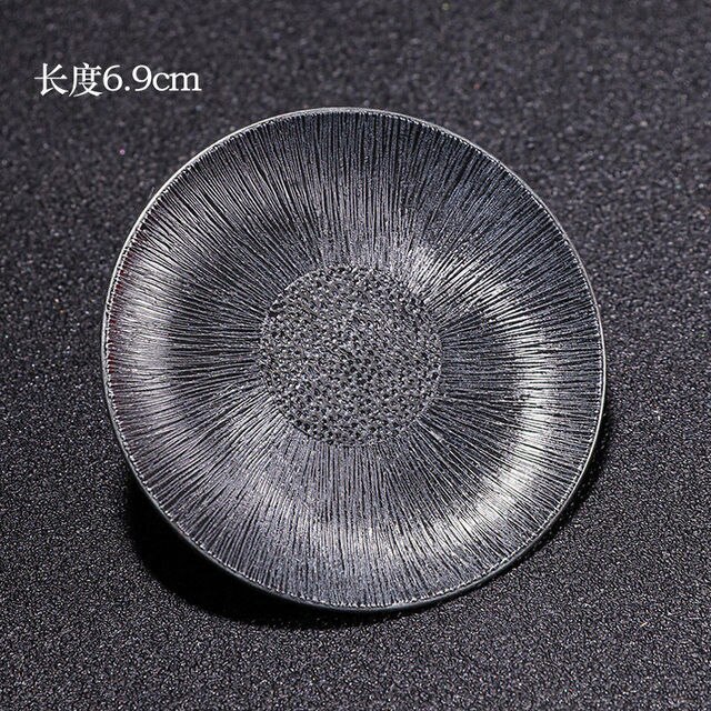 1Pc japonia metalowa podstawka ze stopu uchwyt na kubek spodek herbaty Potholder zestaw do herbaty Kung Fu ekologiczne ceremonia akcesoria Coaster 6.9Cm: F